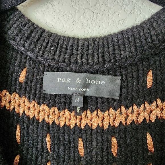 RAG & BONE Metallic Stripe Chunky Knit Sweater Dark Academia Size M - Picture 5 of 8